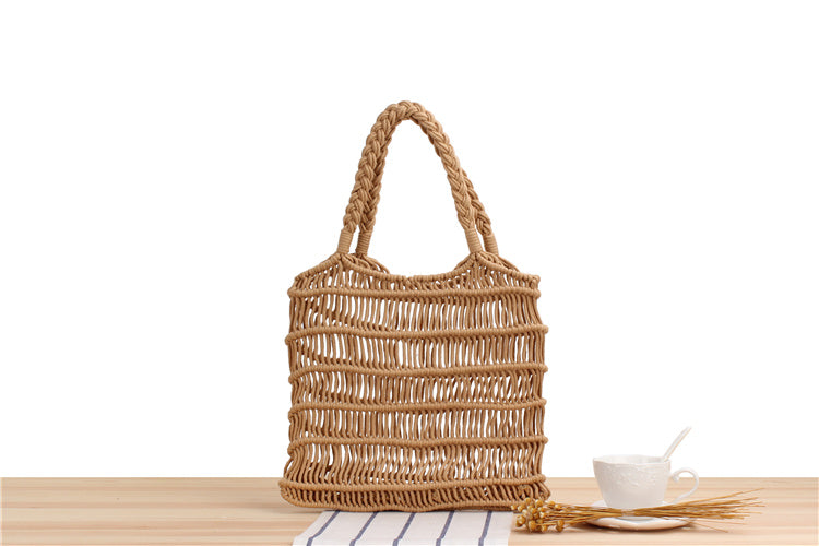 See through hand woven beach bag