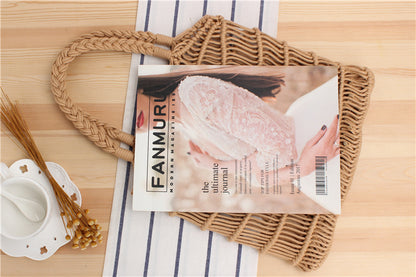 See through hand woven beach bag
