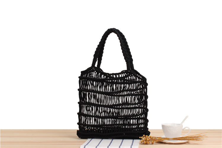 See through hand woven beach bag