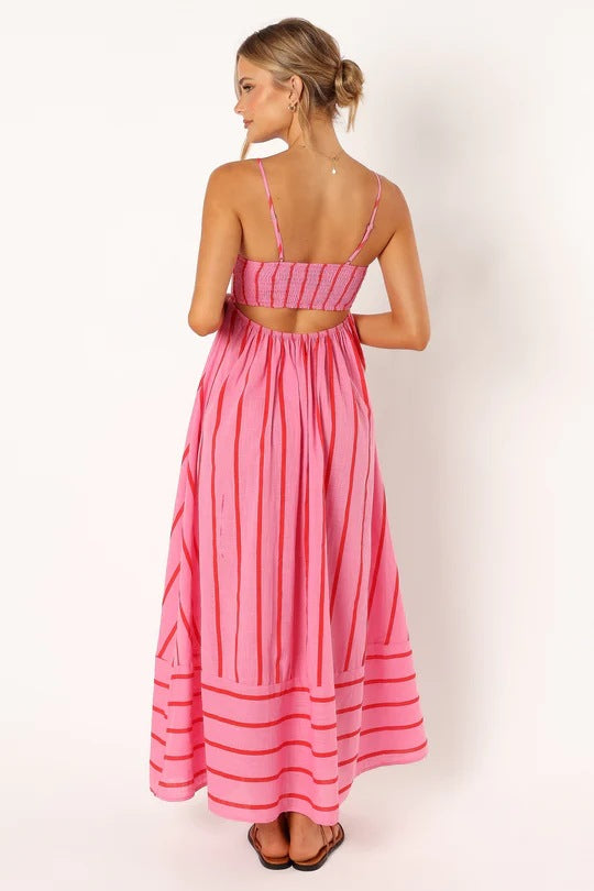 Printed stripe maxi dress