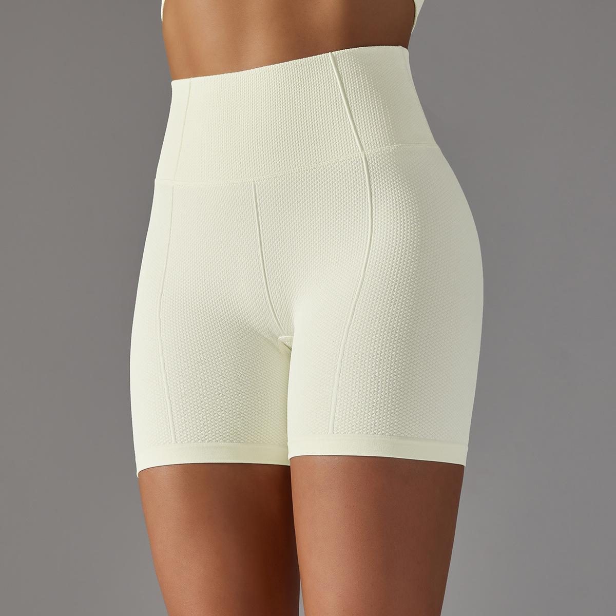 Textured High Waist Yoga Shorts
