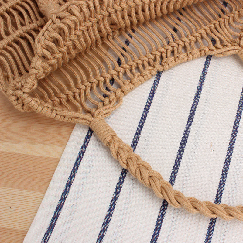 See through hand woven beach bag