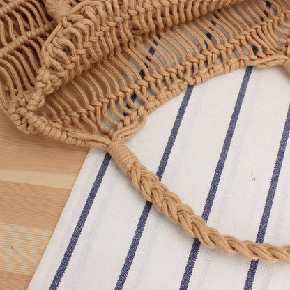 See through hand woven beach bag