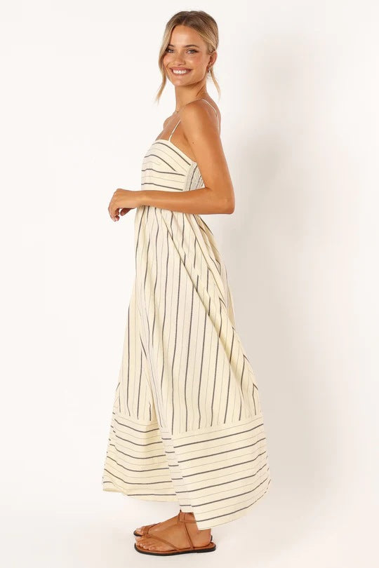 Printed stripe maxi dress