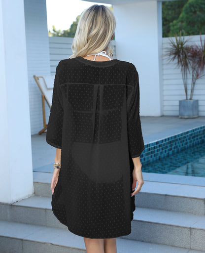 Jacquard chiffon beach shirt