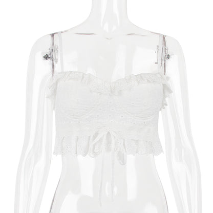 White lace camisole crop top