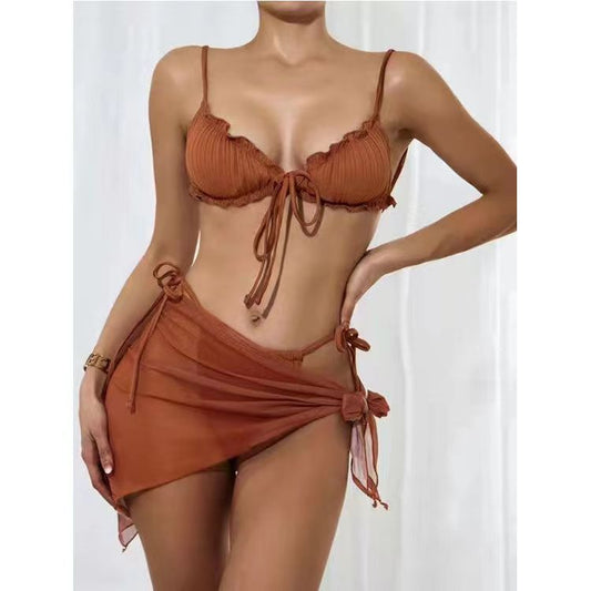 3 piece bikini set with saraong