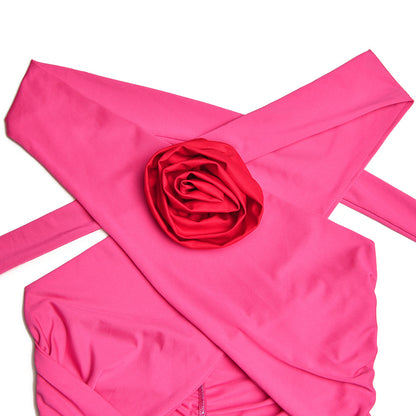 Halter neck dress with cut out front