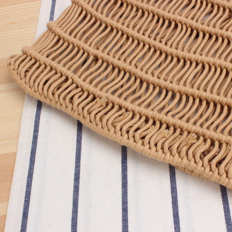 See through hand woven beach bag