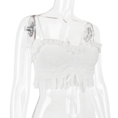 White lace camisole crop top