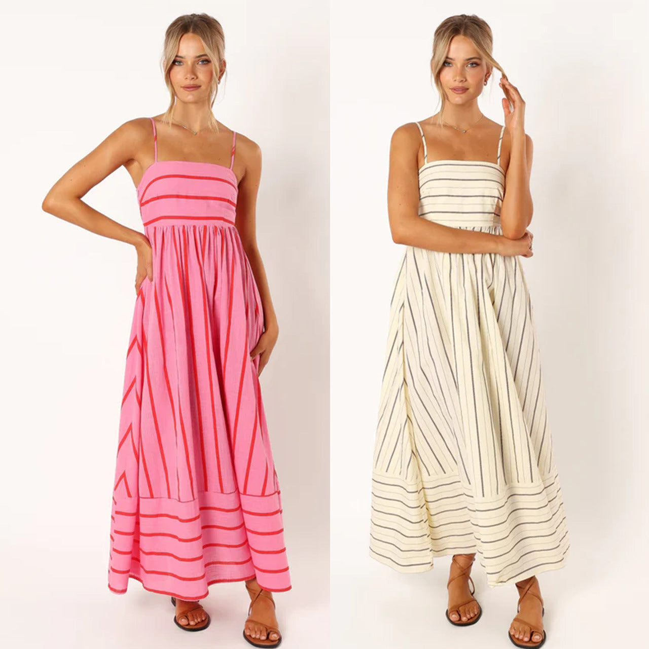 Printed stripe maxi dress