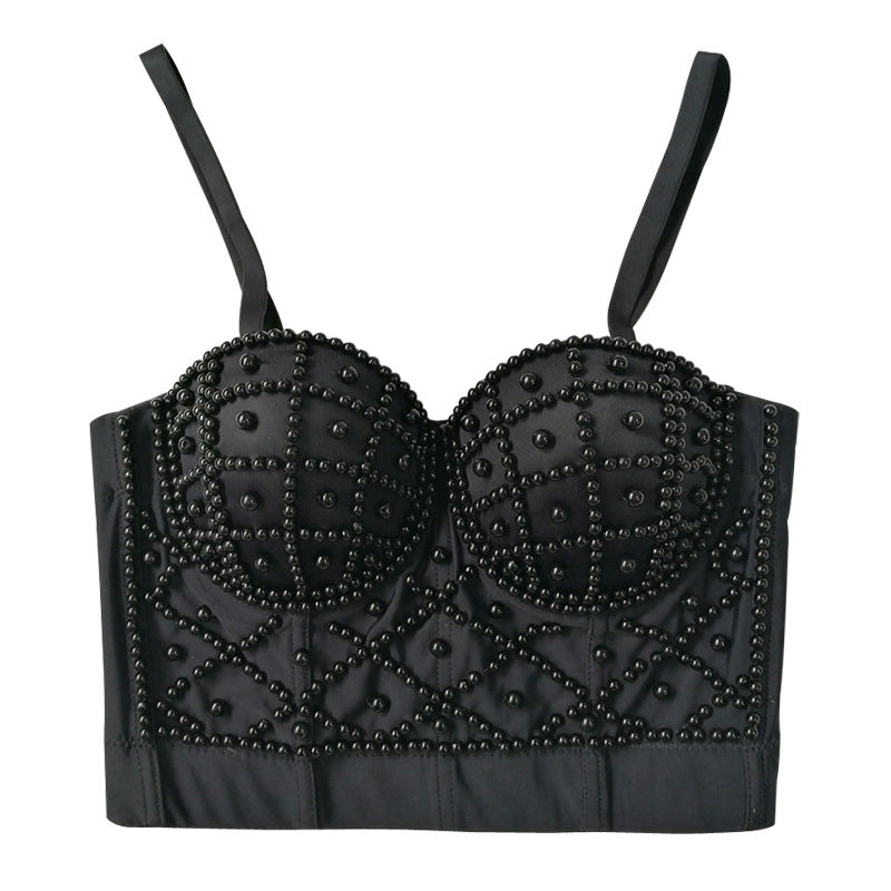 Pearl embroidered crop top