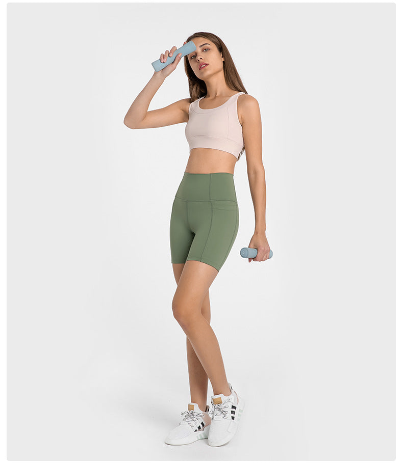 High waist shorts with side Pocket